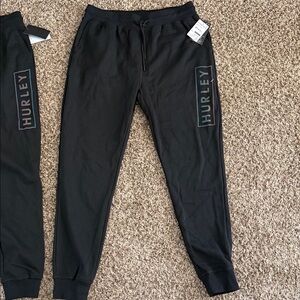 Hurley Men's Black Joggers with Logo NWT size Lare